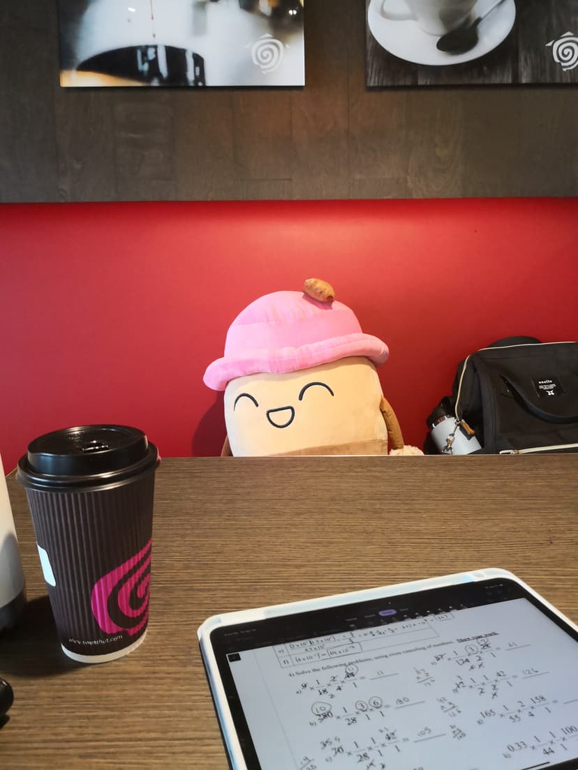 Hard at work with Sweet Hut's mascot