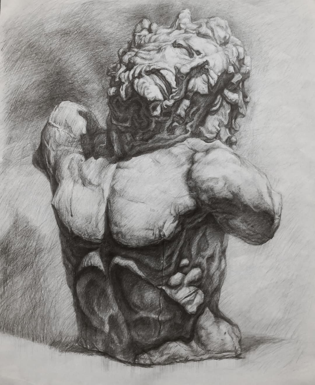 Graphite study of a statue