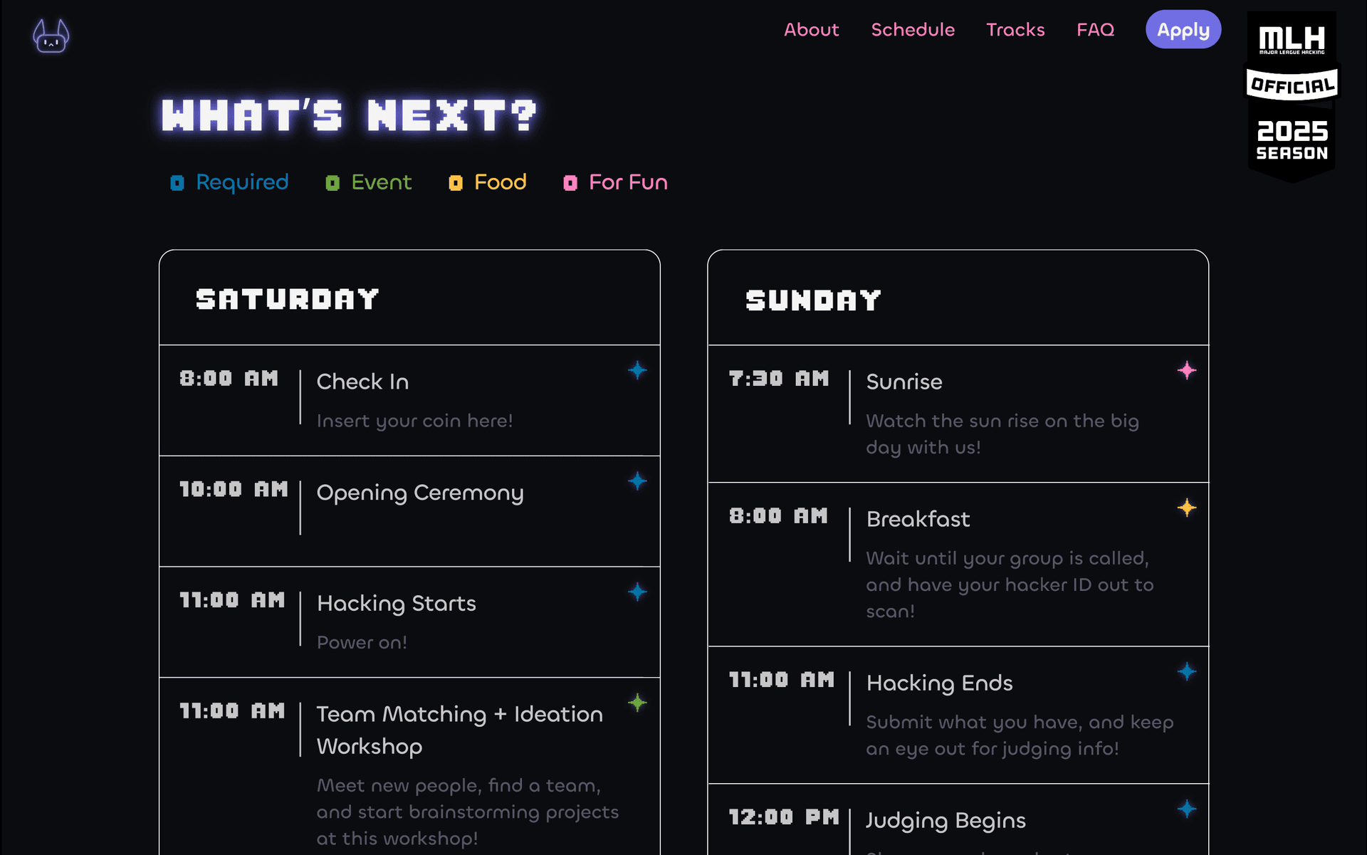 The schedule