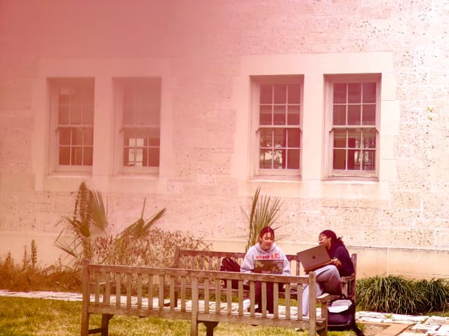 Photo of girls on a bench