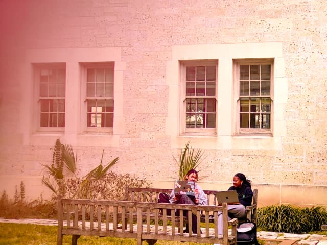 Photo of girls on a bench