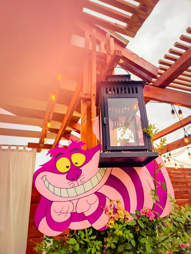 Photo of a chesire cat prop