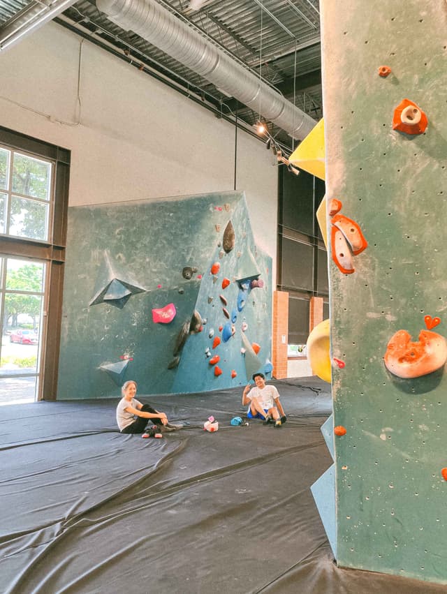 Photo of people in the climbing gym