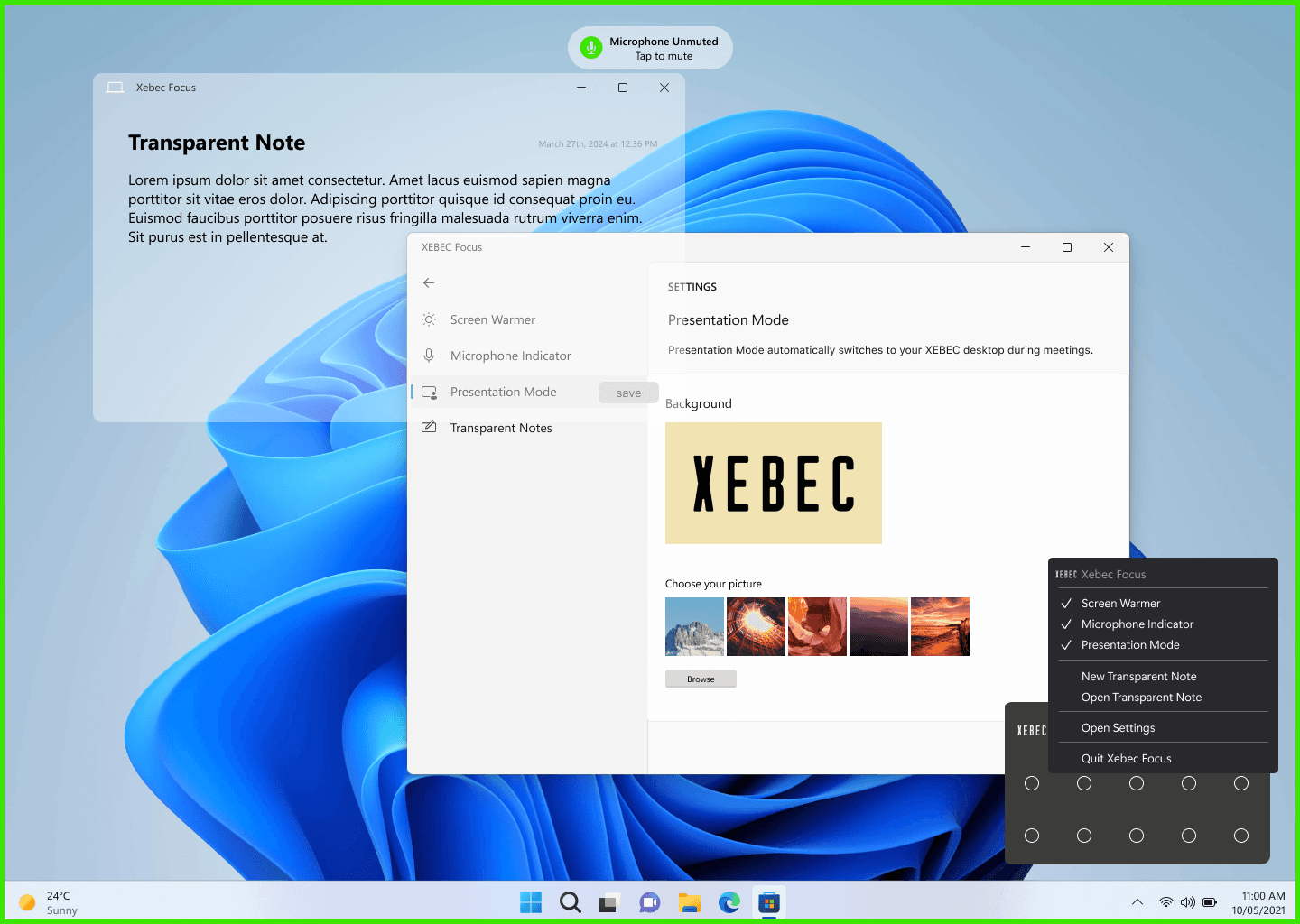 Xebec focus mockup - windows version